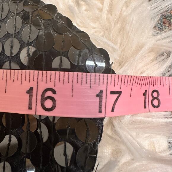 Lime Nite 80's Vintage Black Sequin 3 Spaghetti Straps Cocktail Party Dress Sz 8 - Picture 8 of 9